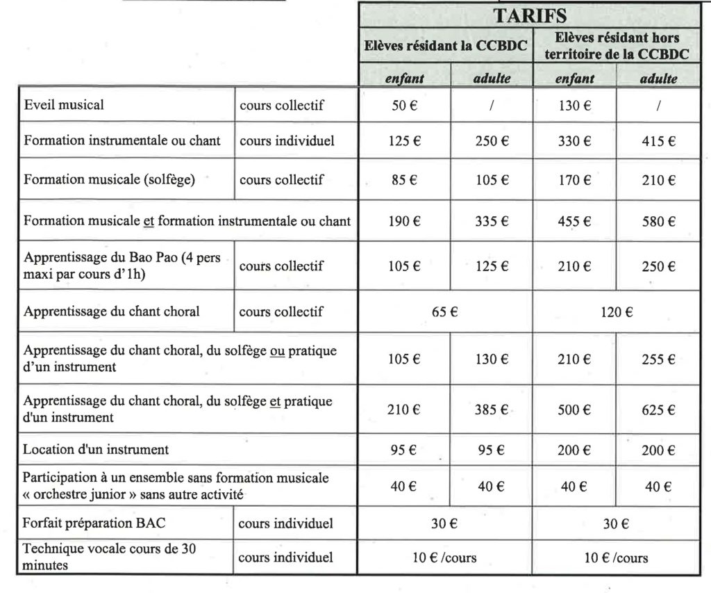 Tarifs école de musique 2024 V2